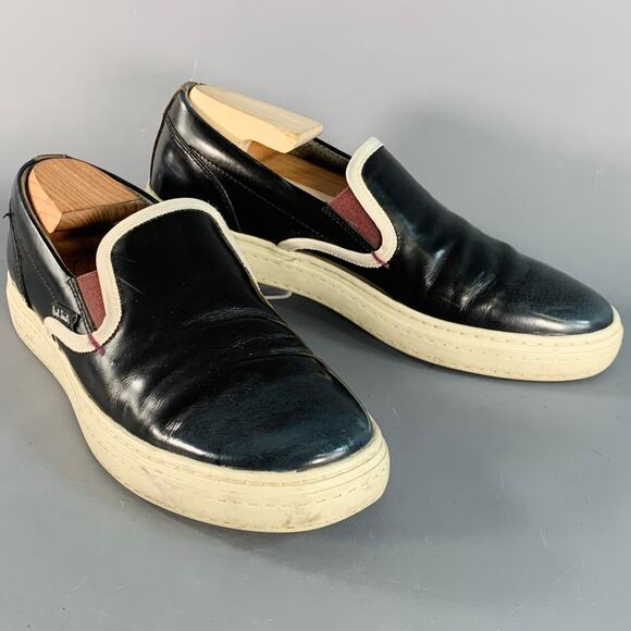 PAUL SMITH JEANS Size 8 Purple Cream Contrast Trim Leather Slip On Sneakers - Picture 1 of 8